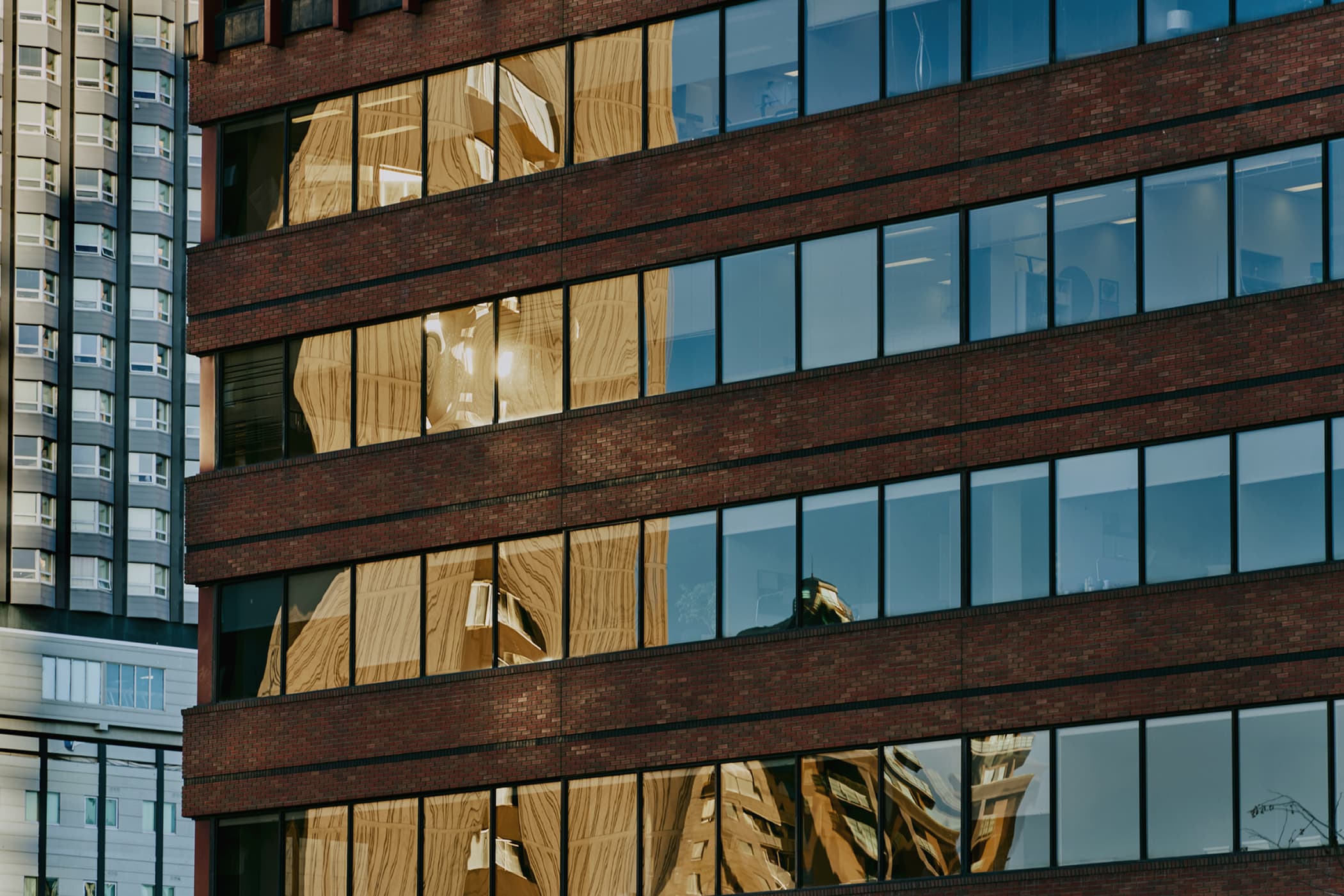 Abstract image of office window reflection
